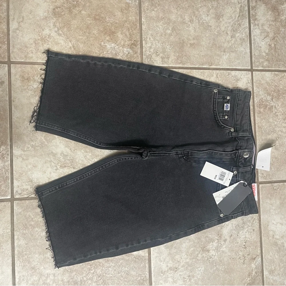 NWT Superdry Cut Off Denim Jean Kari‎ Longline Shorts 26 Coastline Black shorts